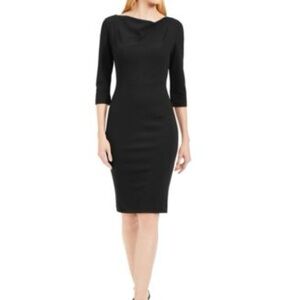 Calvin Klein Black Sheath Dress with Cowl Neck